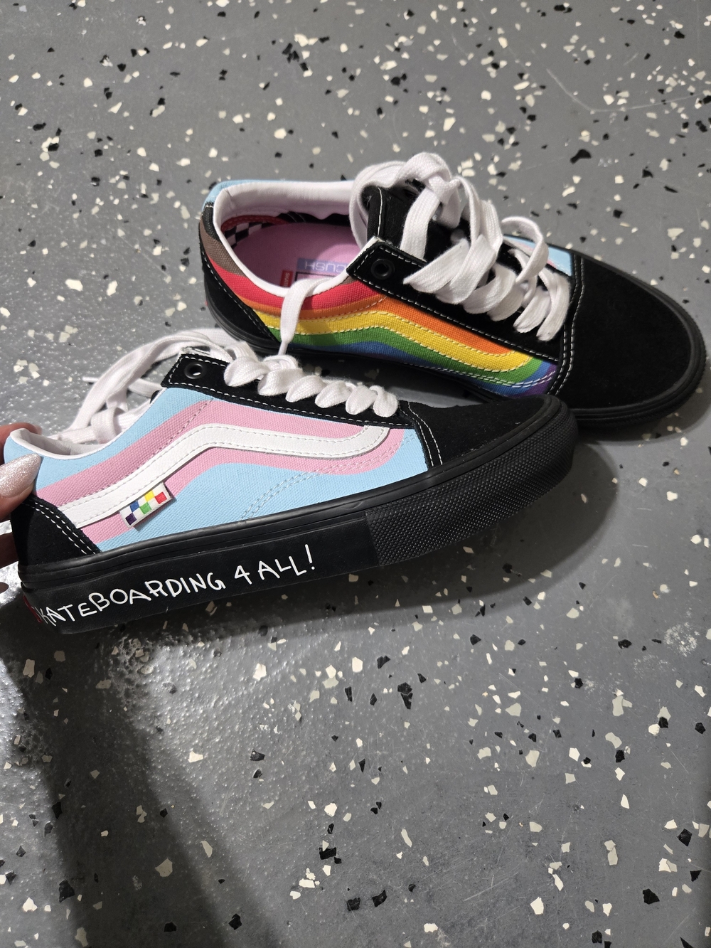 Vans Kids Low-Top Sneakers - Black/Rainbow/Pastel Blue/Pink